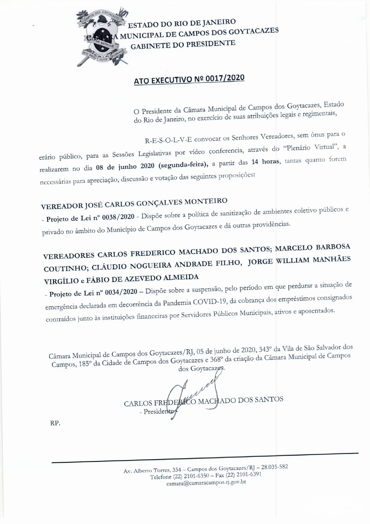 Sessão em Plenário Virtual marcada para a próxima segunda-feira (08)