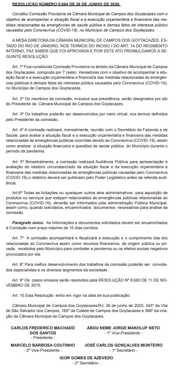 Suspensão de recesso parlamentar e comissão provisória publicadas em Diário Oficial