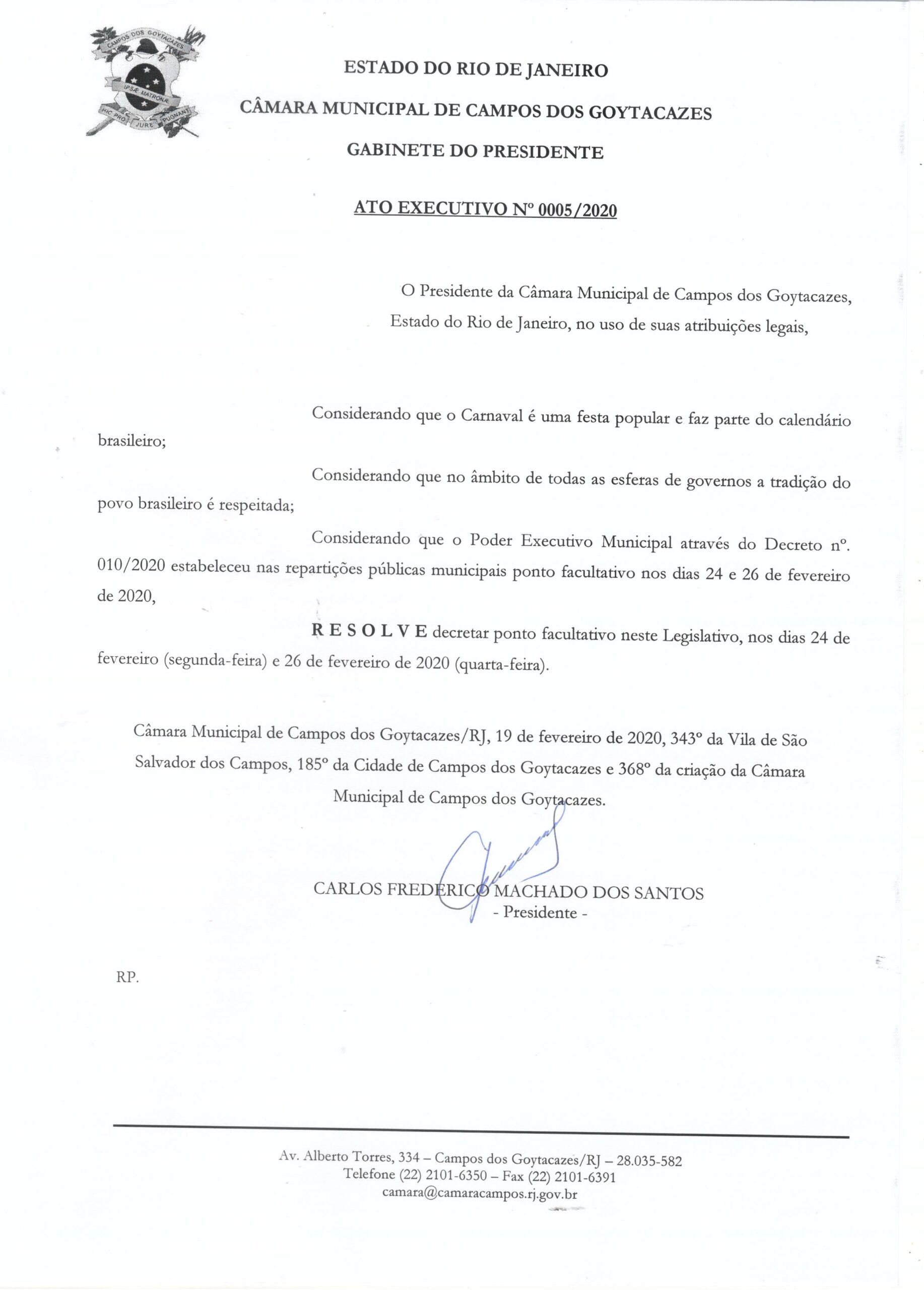 Ponto facultativo publicado em Diário Oficial