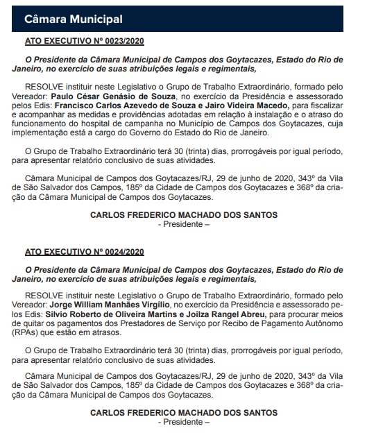 Câmara institui Grupos de Trabalho Extraordinários sobre hospital de campanha e RPAs
