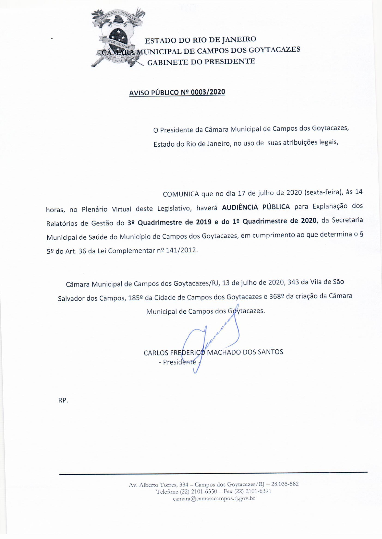 Audiência pública para apresentação de relatórios de Gestão da Saúde na sexta-feira